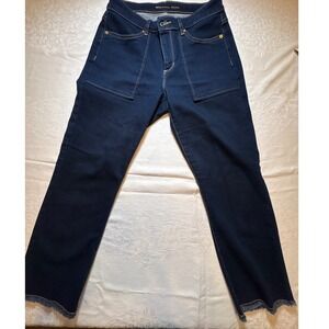 Michael Kors Womens Dark Wash Raw Hem Straight Leg Jeans Blue Size 8